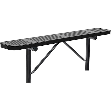 Global Industrial 6ft Outdoor Steel Flat Bench, Perforated Metal, In Ground Mount, Black 262075IBK